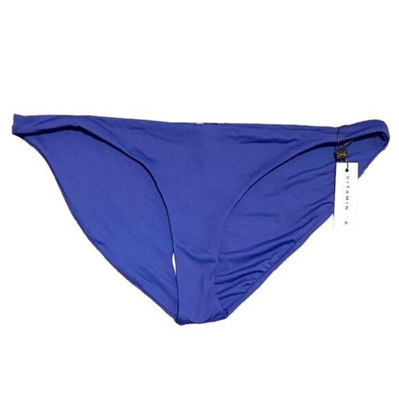 Vitamin A Luciana Bikini Bottoms Blue Ecolux Full Coverage Sz 14 - Picture 8 of 9